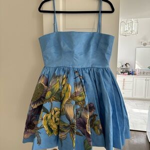 Alemais Blue Floral Mini Dress